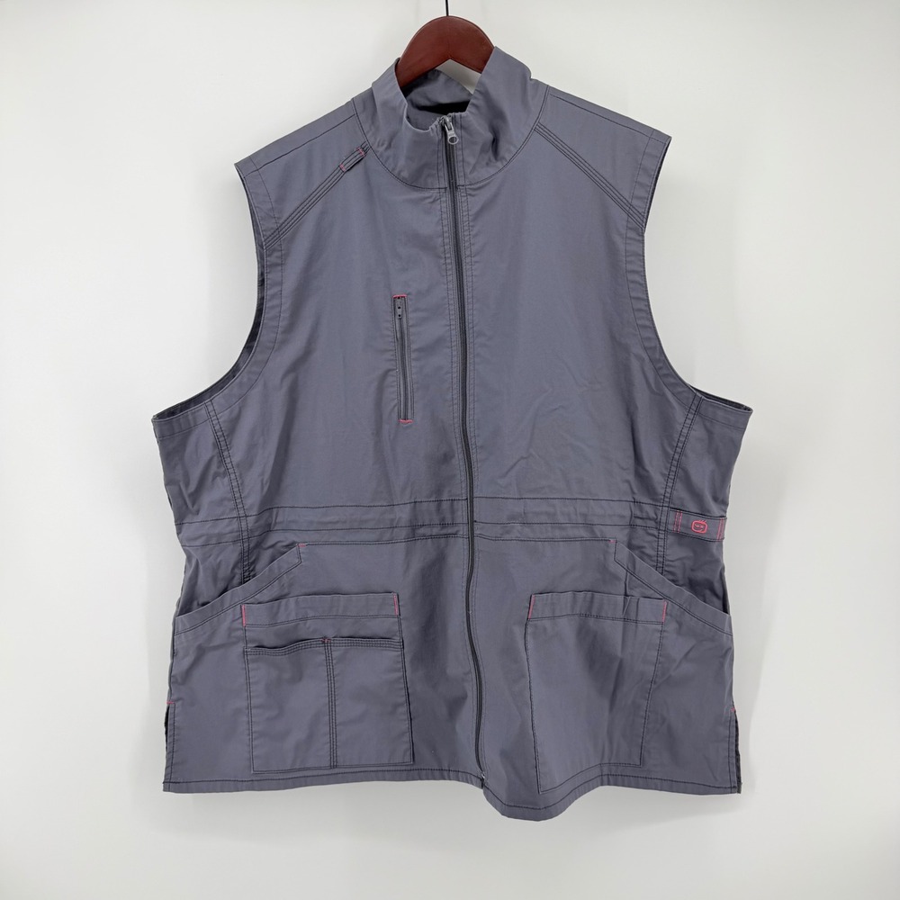 WonderWink Womens 3XL Scrub Vest Gray WonderFlex Utility Medical Workwear Nurse